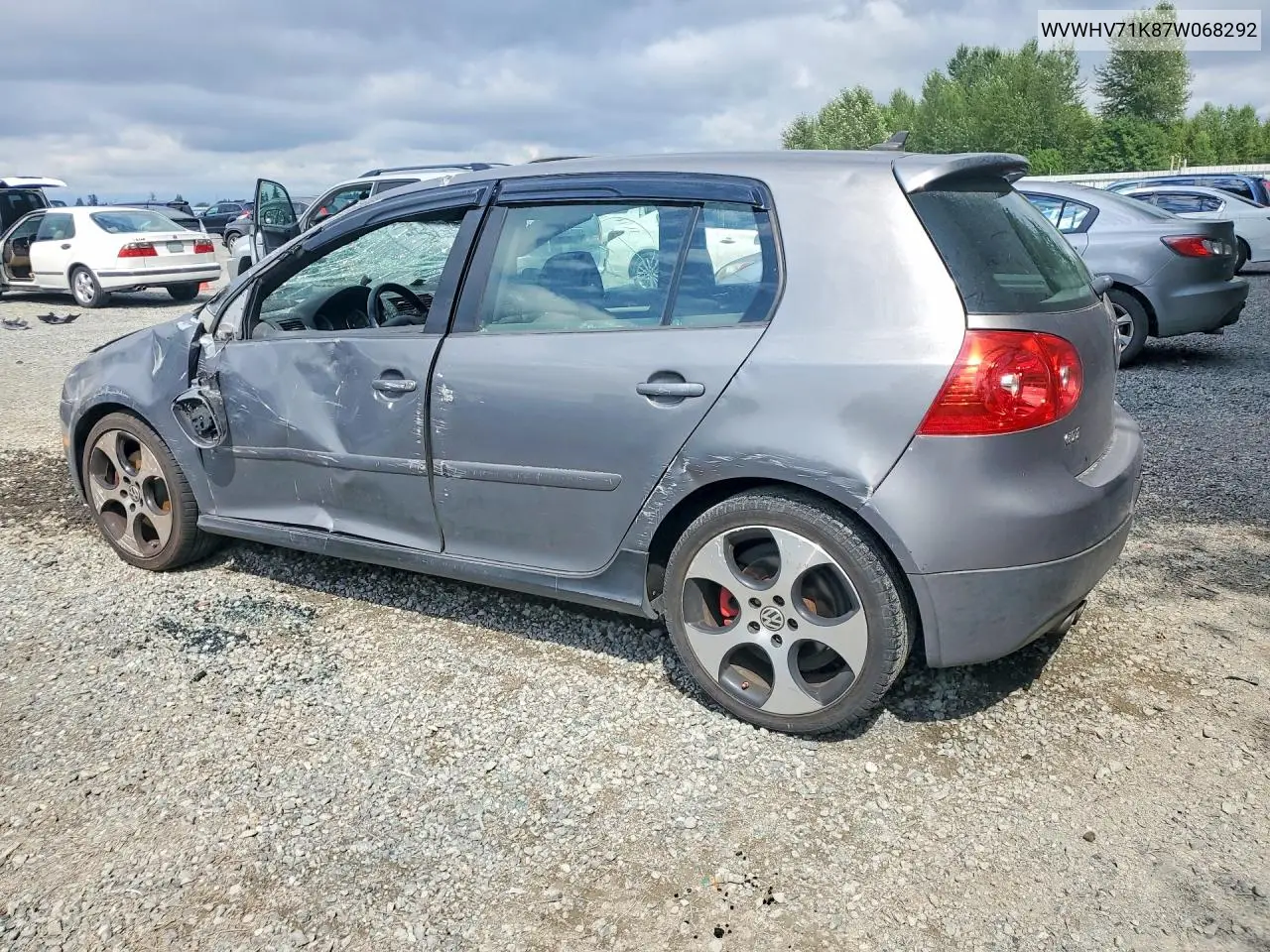 2007 Volkswagen New Gti VIN: WVWHV71K87W068292 Lot: 60997386
