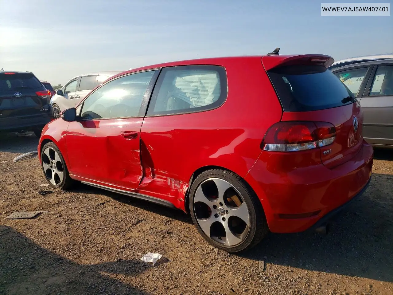 2010 Volkswagen Gti VIN: WVWEV7AJ5AW407401 Lot: 60766066
