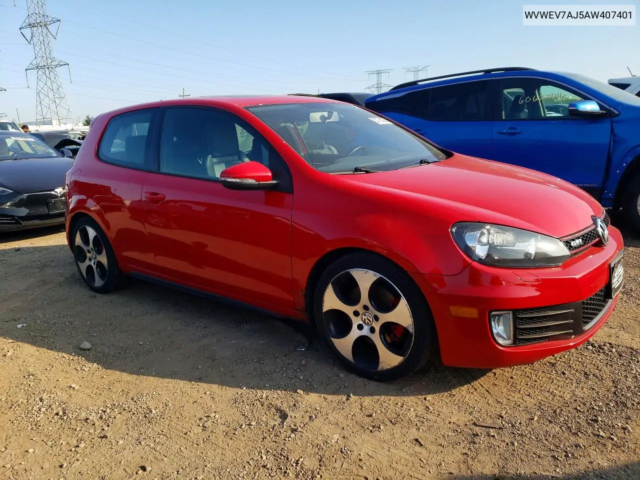 2010 Volkswagen Gti VIN: WVWEV7AJ5AW407401 Lot: 60766066
