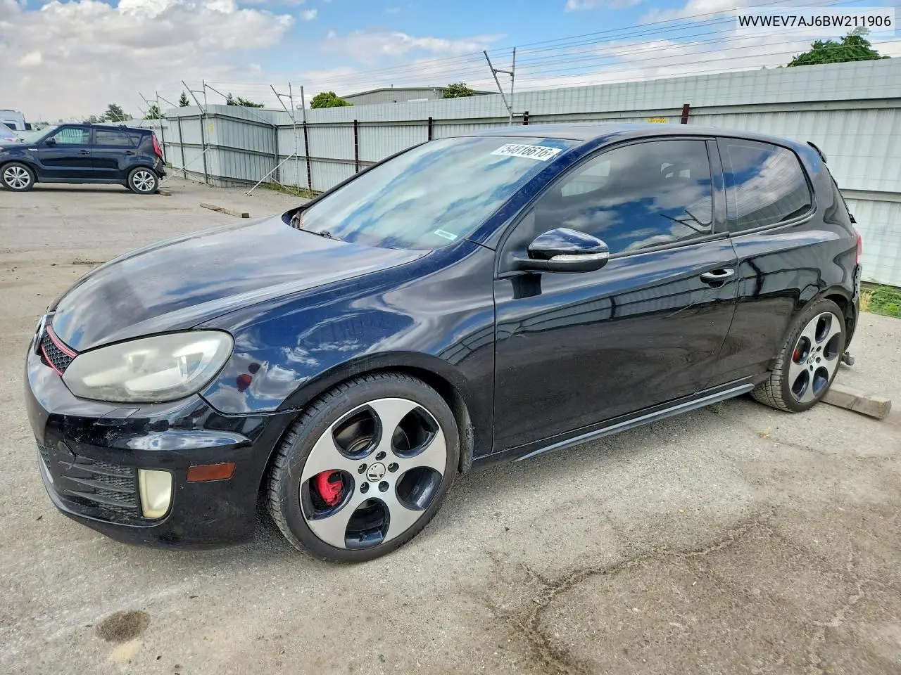 2011 Volkswagen Gti VIN: WVWEV7AJ6BW211906 Lot: 54816616