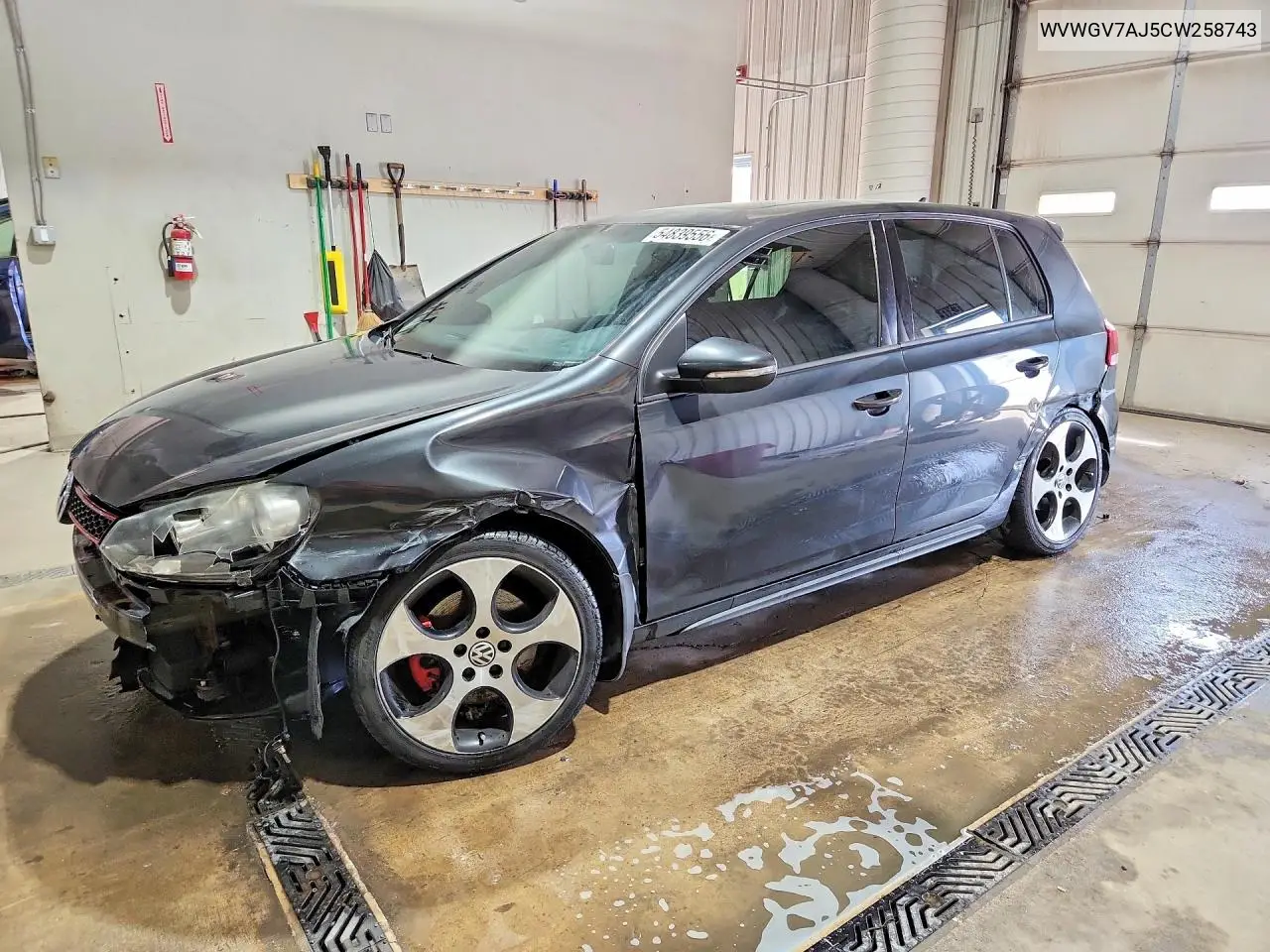 2012 Volkswagen Gti VIN: WVWGV7AJ5CW258743 Lot: 54839556