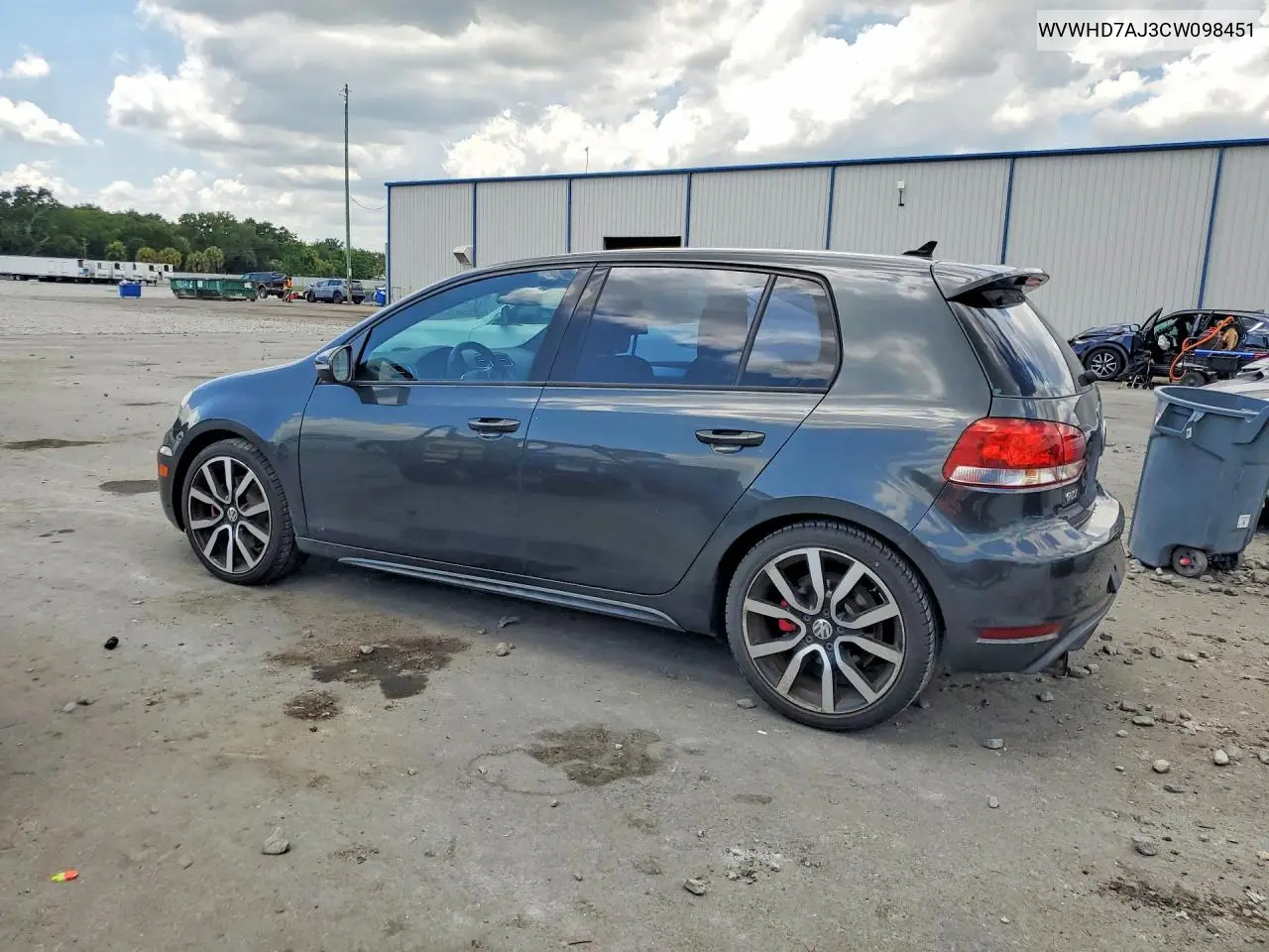 2011 Volkswagen Gti VIN: WVWHD7AJ3CW098451 Lot: 55881896