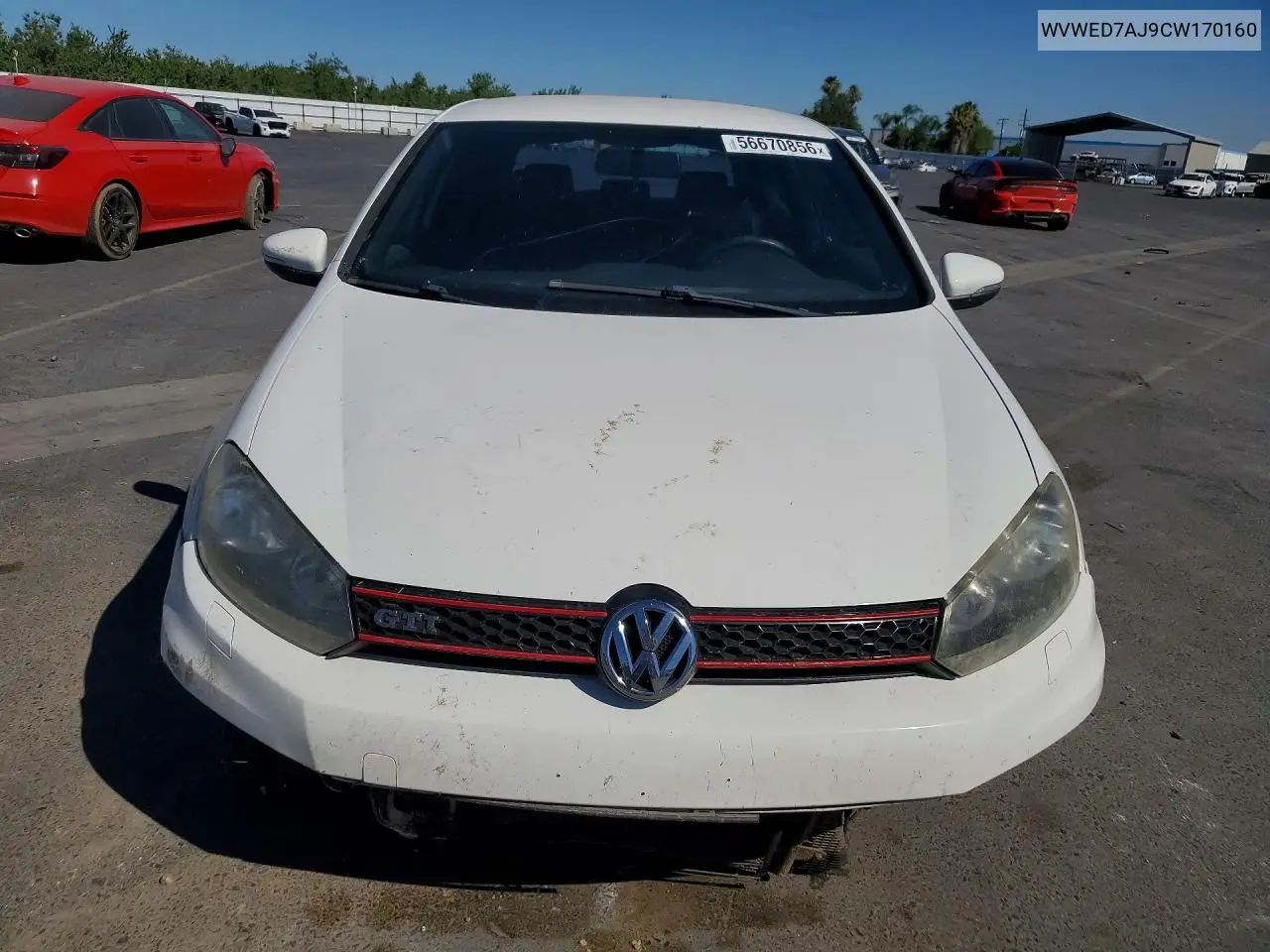 2012 Volkswagen Gti VIN: WVWED7AJ9CW170160 Lot: 56670856