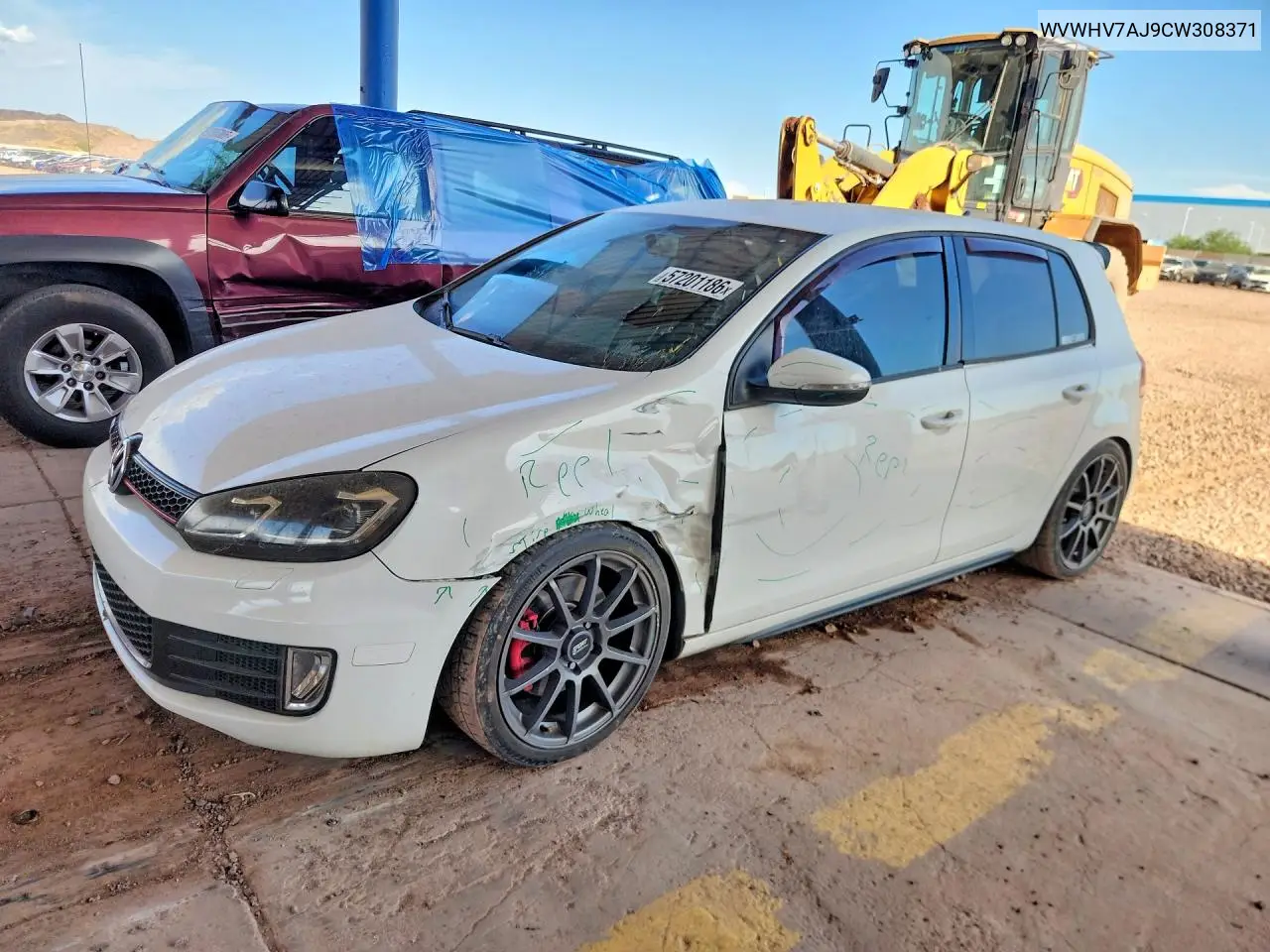 2012 Volkswagen Gti VIN: WVWHV7AJ9CW308371 Lot: 57201186