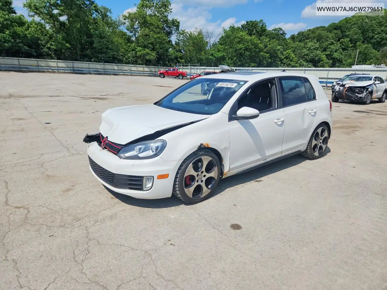 2012 Volkswagen Gti VIN: WVWGV7AJ6CW279651 Lot: 58816276