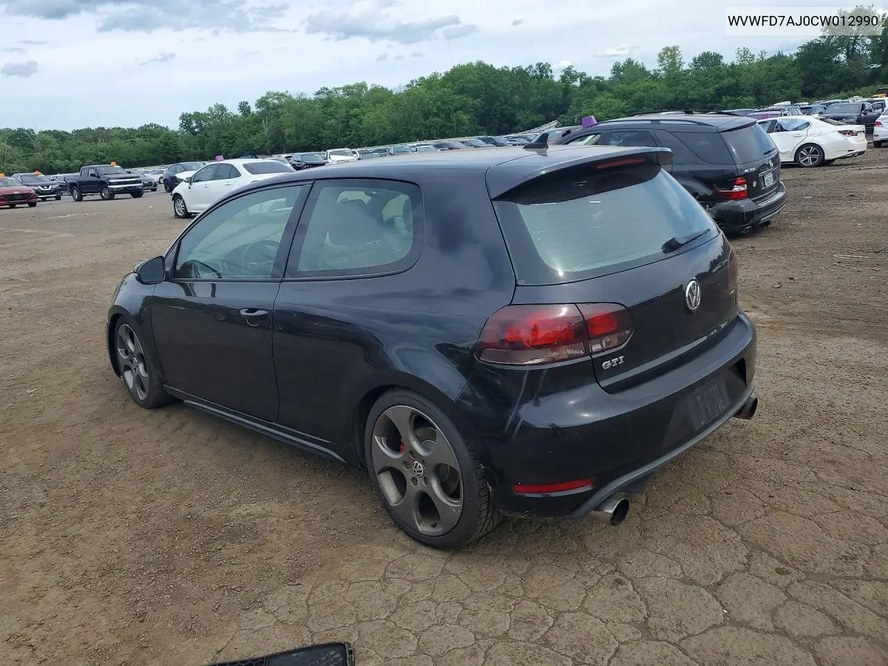 2012 Volkswagen Gti VIN: WVWFD7AJ0CW012990 Lot: 59996646