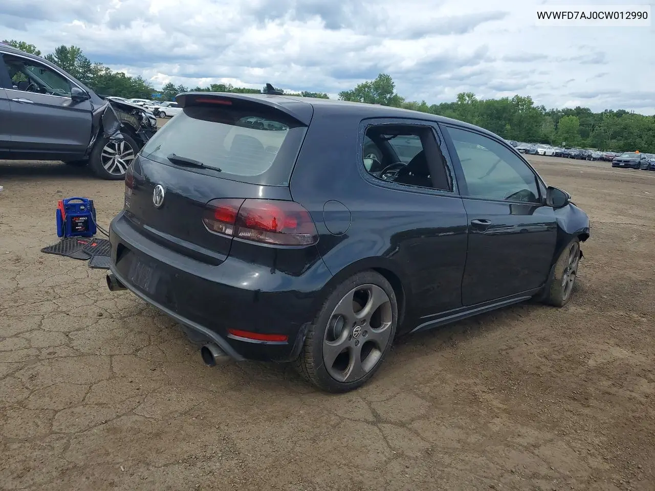 2012 Volkswagen Gti VIN: WVWFD7AJ0CW012990 Lot: 59996646