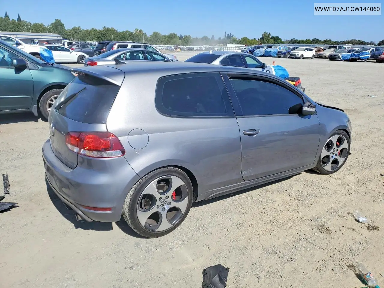 2012 Volkswagen Gti VIN: WVWFD7AJ1CW144060 Lot: 60195326