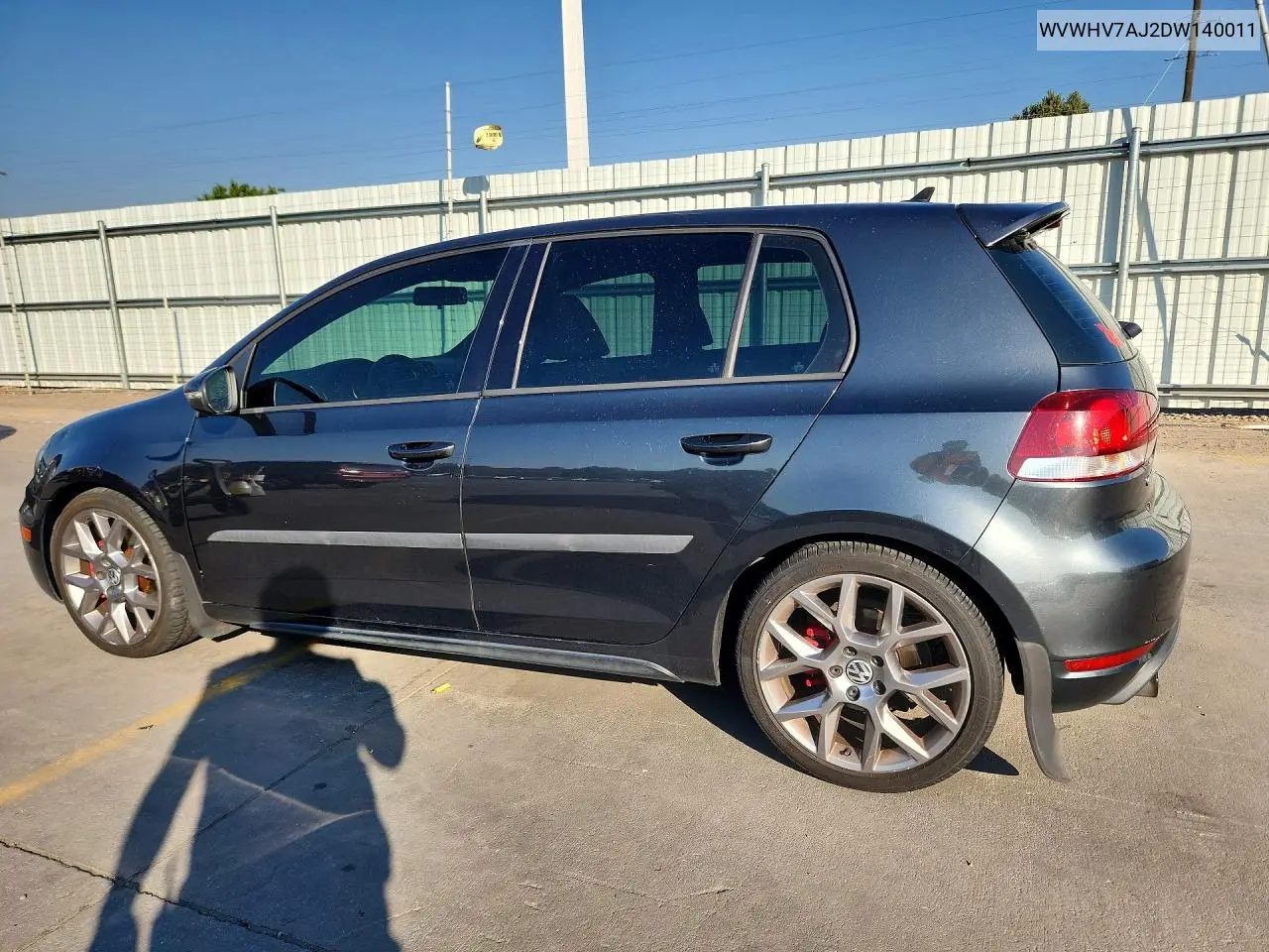2013 Volkswagen Gti VIN: WVWHV7AJ2DW140011 Lot: 59275026