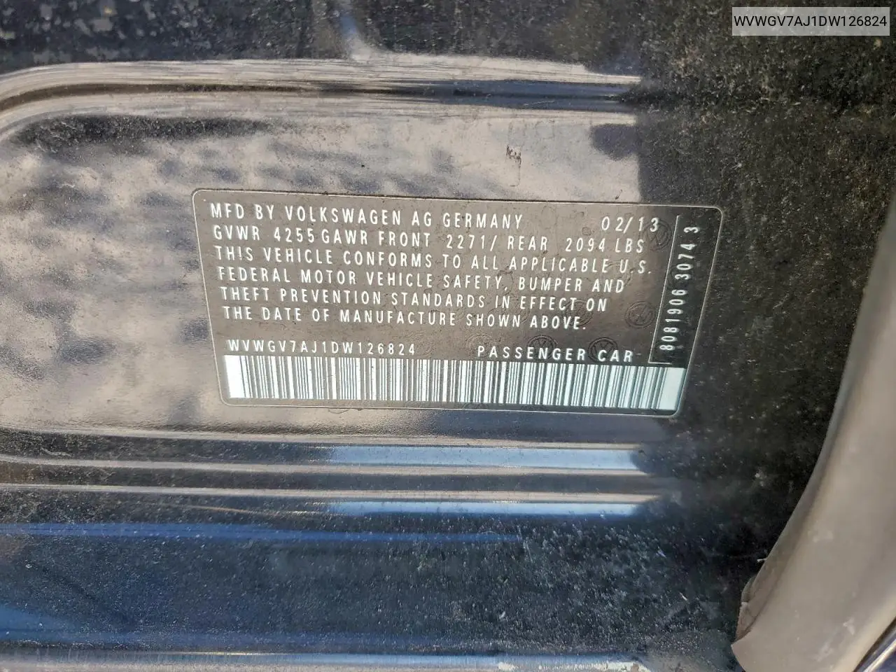 WVWGV7AJ1DW126824 2013 Volkswagen Gti