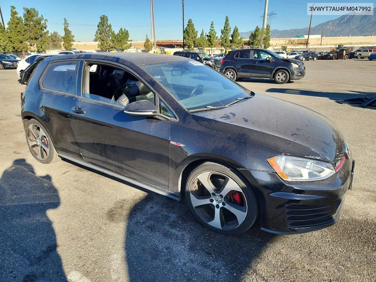 2015 Volkswagen Gti VIN: 3VWYT7AU4FM047992 Lot: 60324396