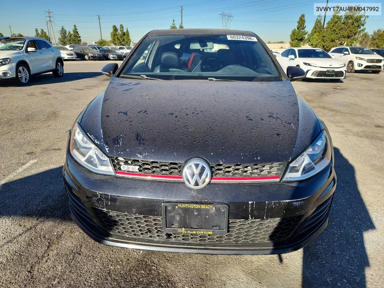 2015 Volkswagen Gti VIN: 3VWYT7AU4FM047992 Lot: 60324396