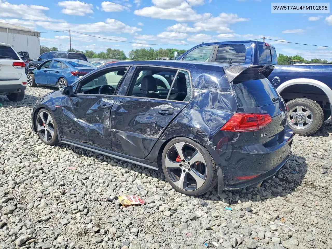 2015 Volkswagen Gti VIN: 3VW5T7AU4FM102895 Lot: 60736996