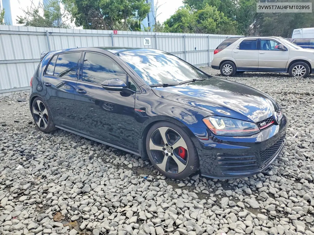 2015 Volkswagen Gti VIN: 3VW5T7AU4FM102895 Lot: 60736996