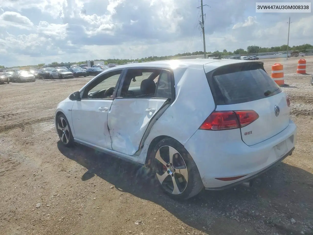 2016 Volkswagen Gti S VIN: 3VW447AU3GM008338 Lot: 54646966