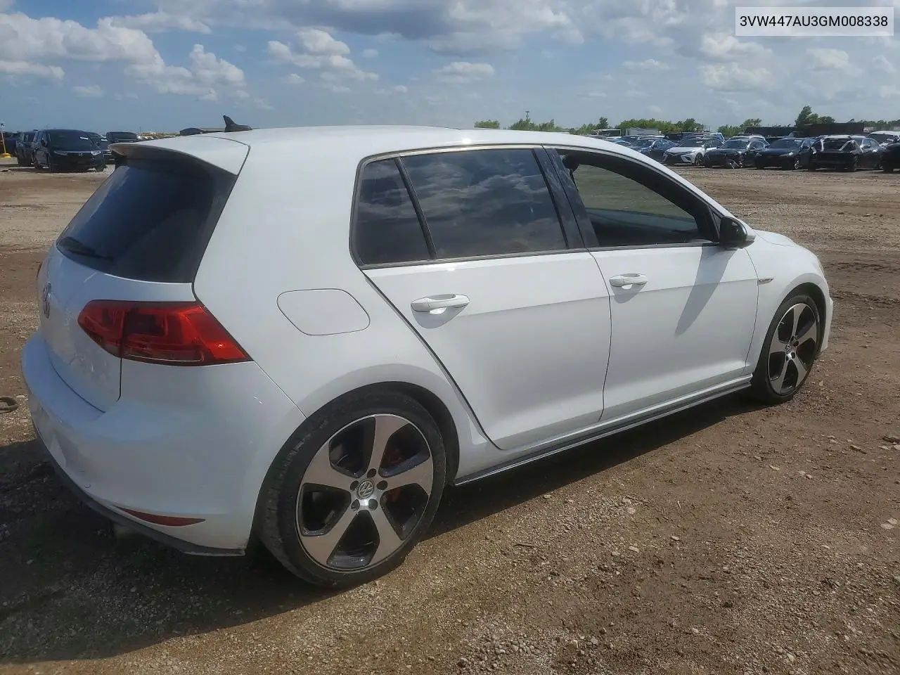 2016 Volkswagen Gti S VIN: 3VW447AU3GM008338 Lot: 54646966