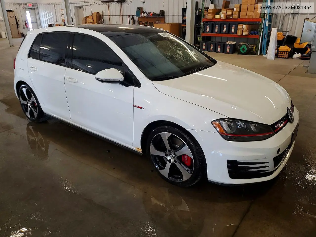 2016 Volkswagen Gti S VIN: 3VW547AU3GM031364 Lot: 56980036