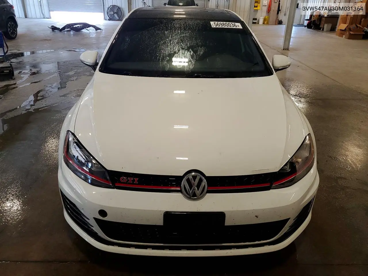 2016 Volkswagen Gti S VIN: 3VW547AU3GM031364 Lot: 56980036