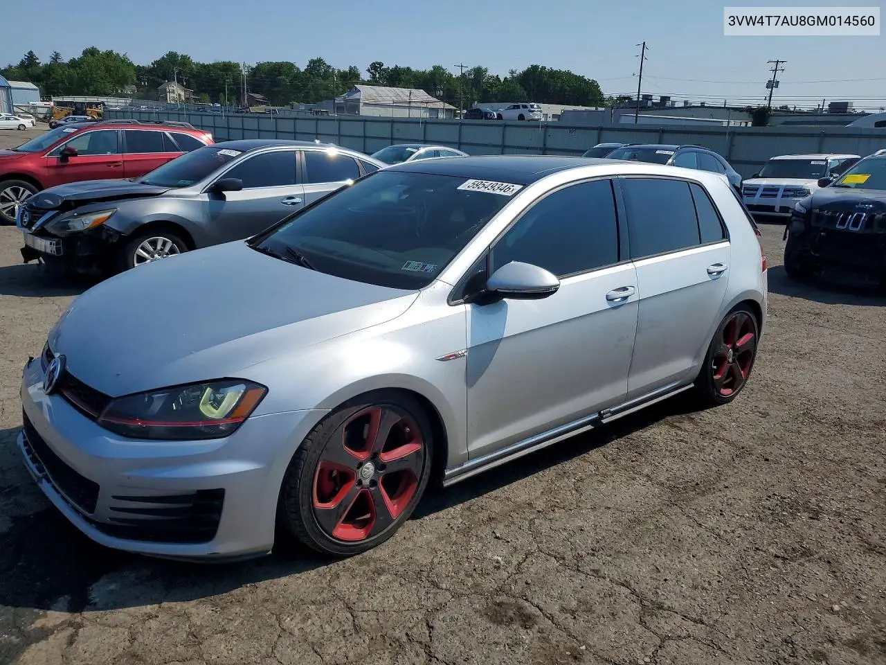 2016 Volkswagen Gti S/Se VIN: 3VW4T7AU8GM014560 Lot: 59549346