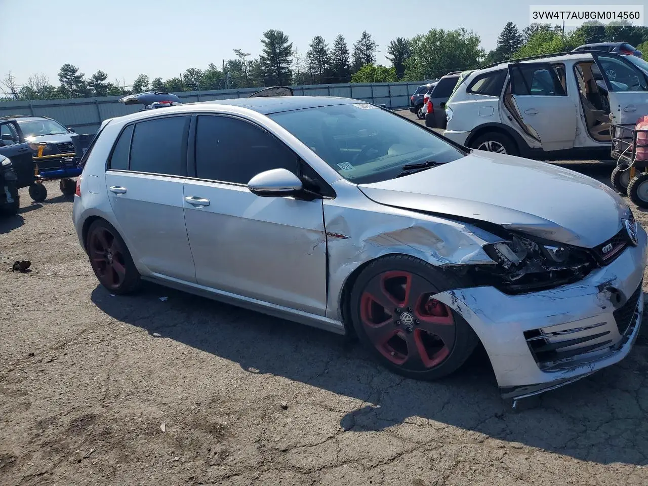 2016 Volkswagen Gti S/Se VIN: 3VW4T7AU8GM014560 Lot: 59549346