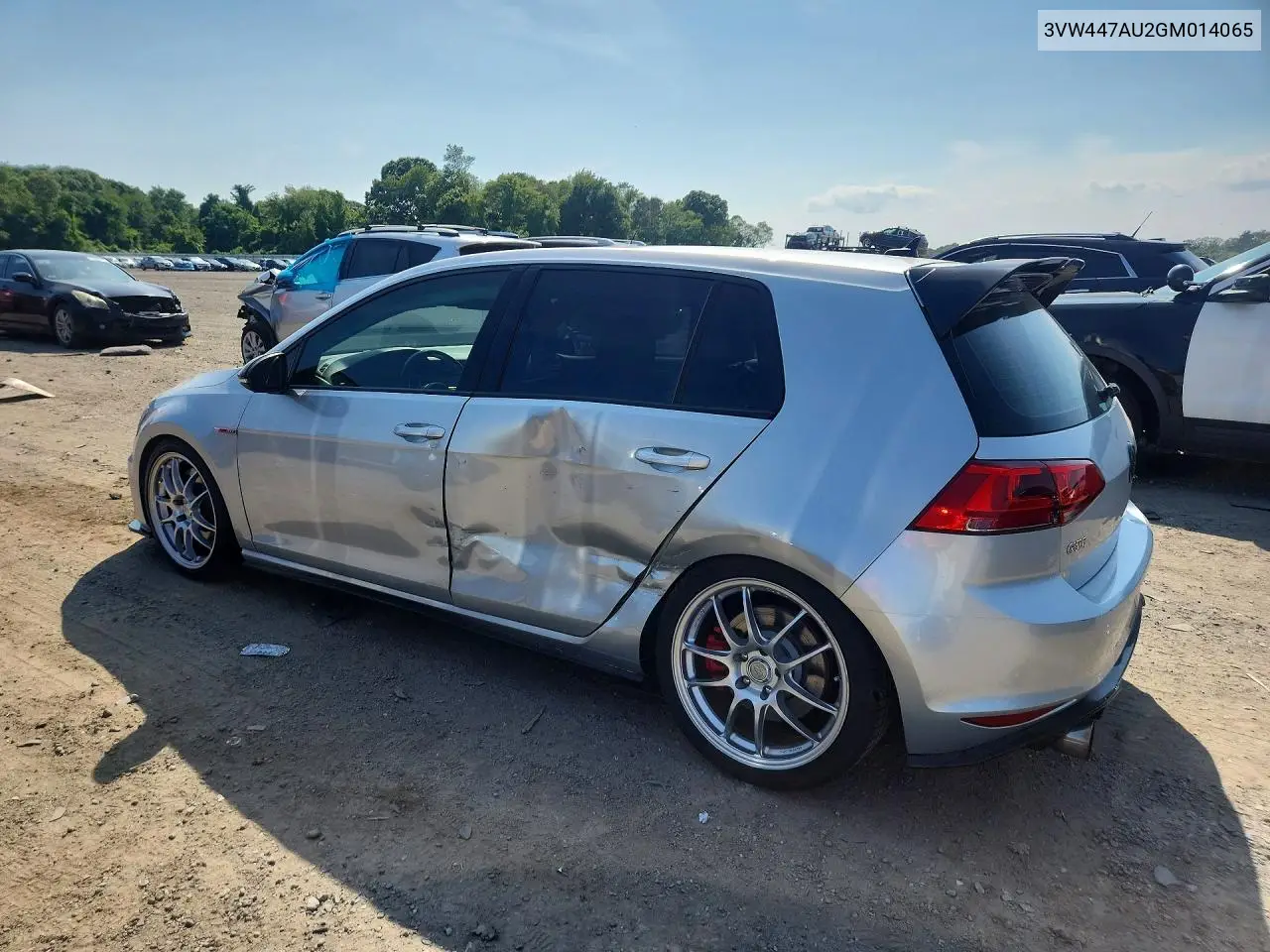 2016 Volkswagen Gti S/Se VIN: 3VW447AU2GM014065 Lot: 60914166