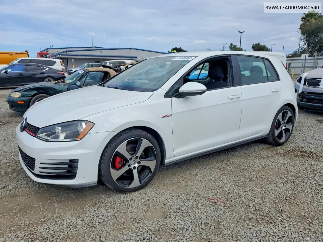 3VW4T7AU0GM040540 2016 Volkswagen Gti S/Se