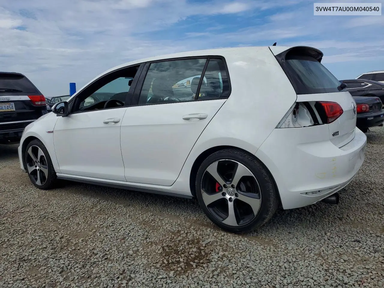 3VW4T7AU0GM040540 2016 Volkswagen Gti S/Se