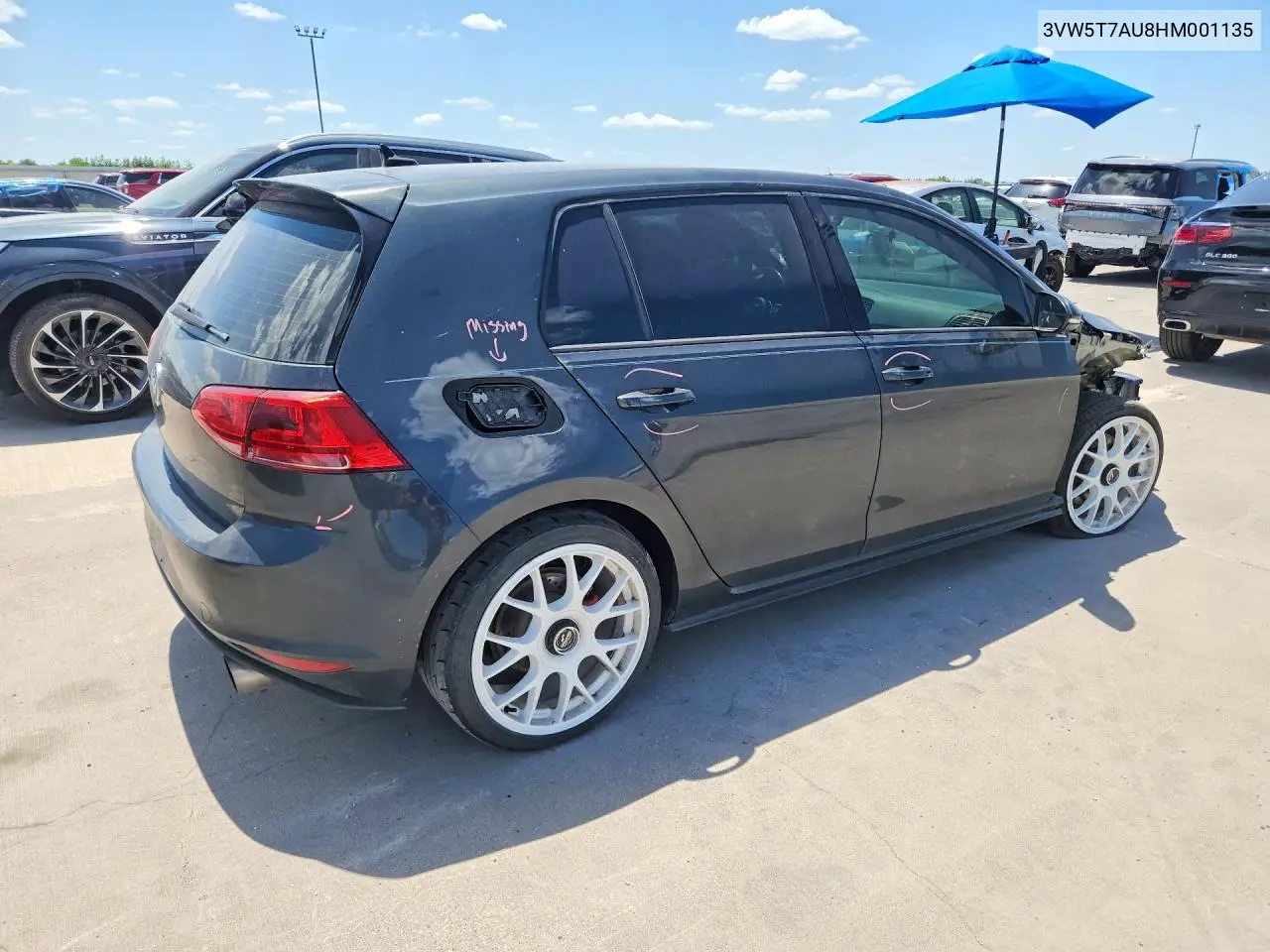 2017 Volkswagen Gti S VIN: 3VW5T7AU8HM001135 Lot: 59727876