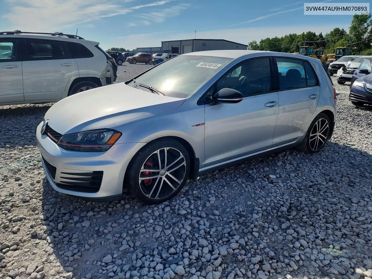 2017 Volkswagen Gti S/Se VIN: 3VW447AU9HM070893 Lot: 60424616