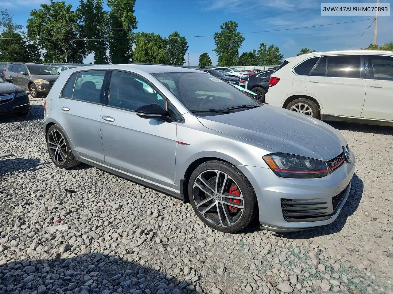 2017 Volkswagen Gti S/Se VIN: 3VW447AU9HM070893 Lot: 60424616