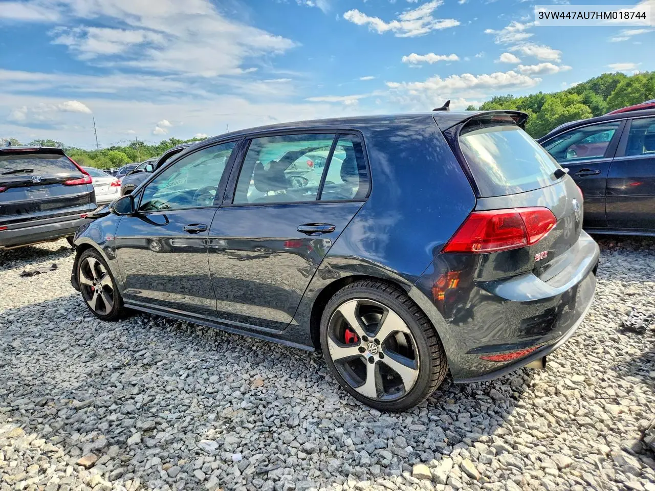 2017 Volkswagen Gti S/Se VIN: 3VW447AU7HM018744 Lot: 60530976