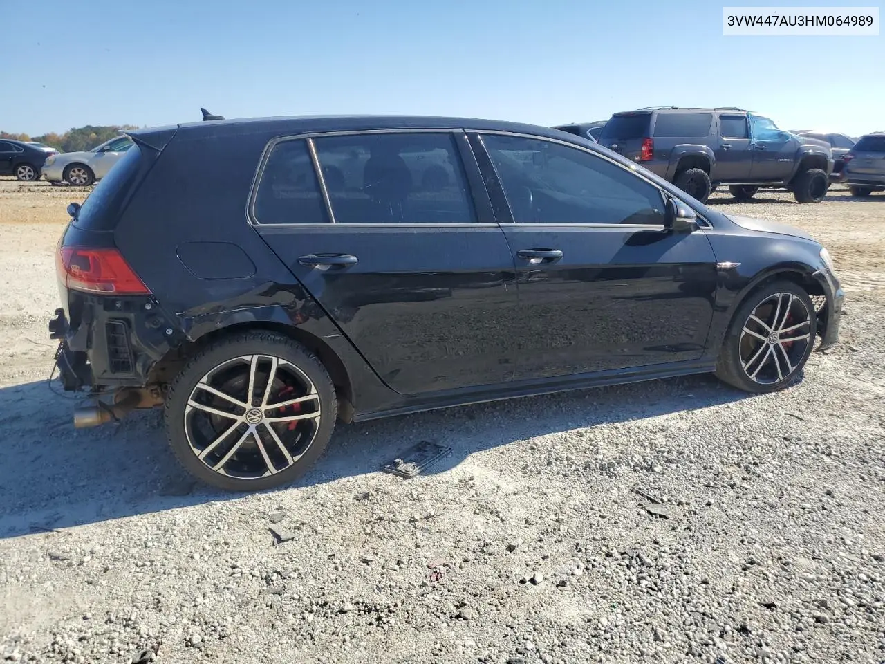 3VW447AU3HM064989 2017 Volkswagen Gti S/Se