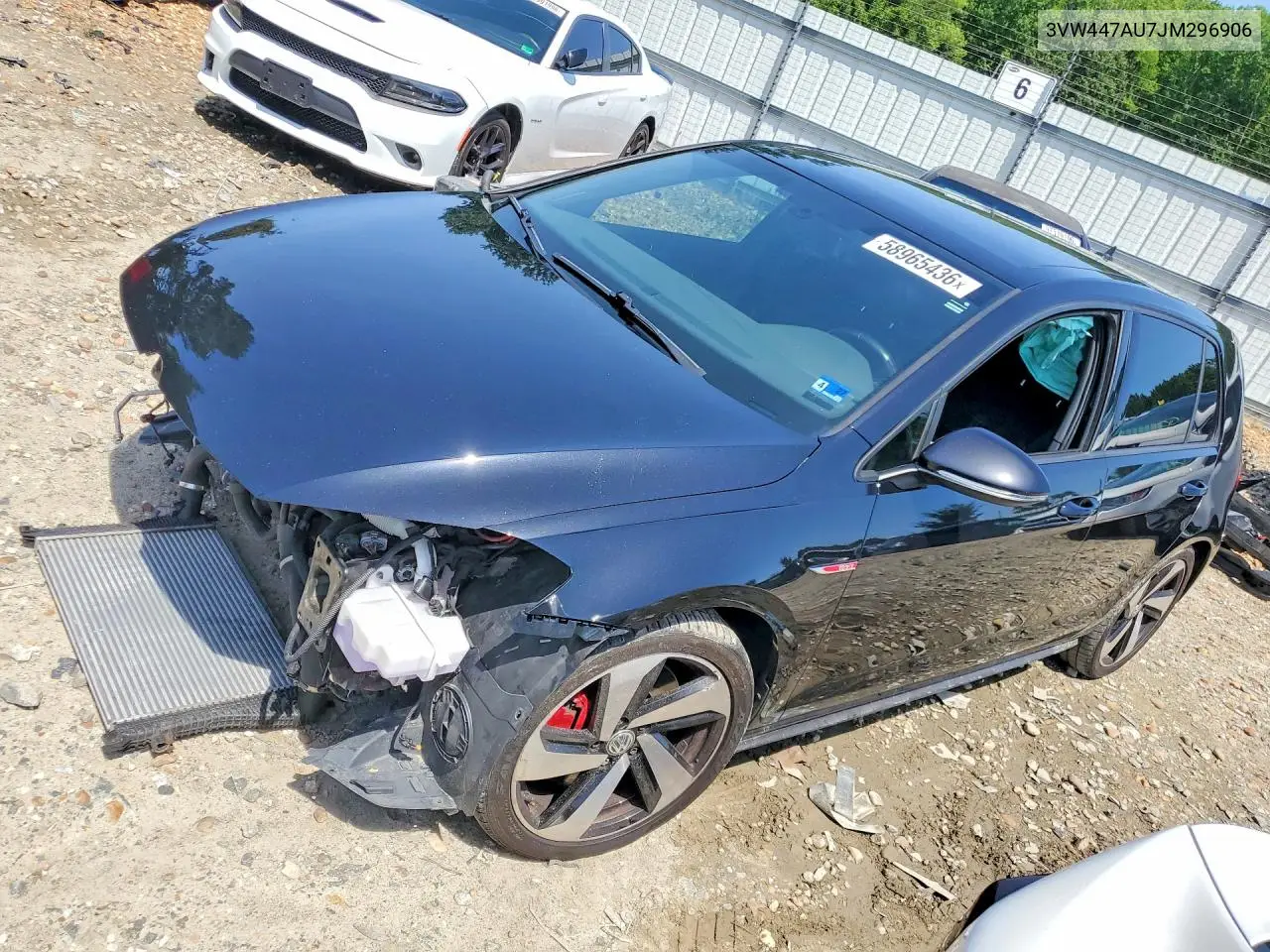 2018 Volkswagen Gti S/Se VIN: 3VW447AU7JM296906 Lot: 58965436