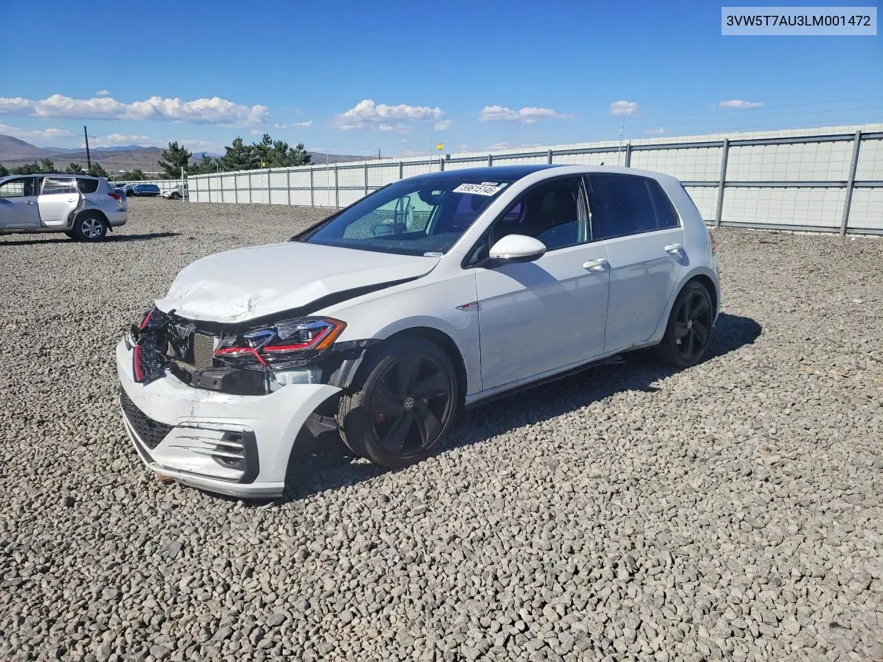 2020 Volkswagen Gti S VIN: 3VW5T7AU3LM001472 Lot: 59615146