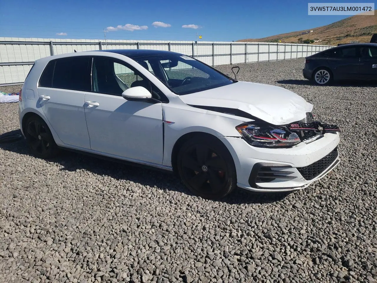 2020 Volkswagen Gti S VIN: 3VW5T7AU3LM001472 Lot: 59615146