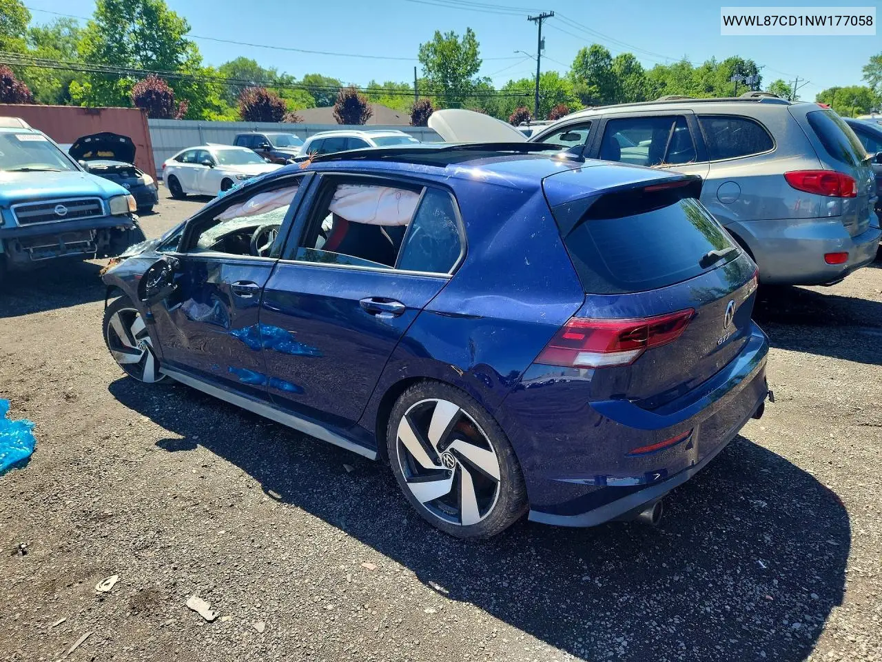 2022 Volkswagen Gti Se VIN: WVWL87CD1NW177058 Lot: 58223036