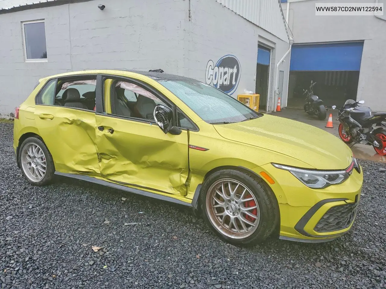 2022 Volkswagen Gti Autobahn VIN: WVW587CD2NW122594 Lot: 59664876