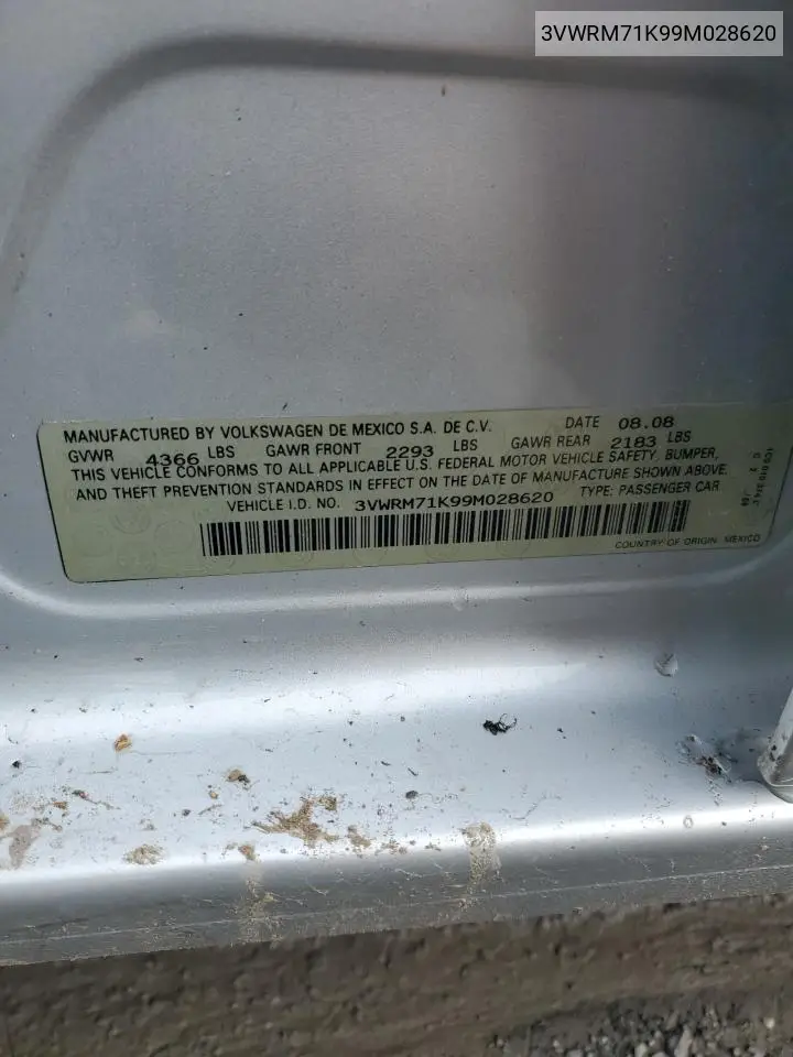 3VWRM71K99M028620 2009 Volkswagen Jetta Se