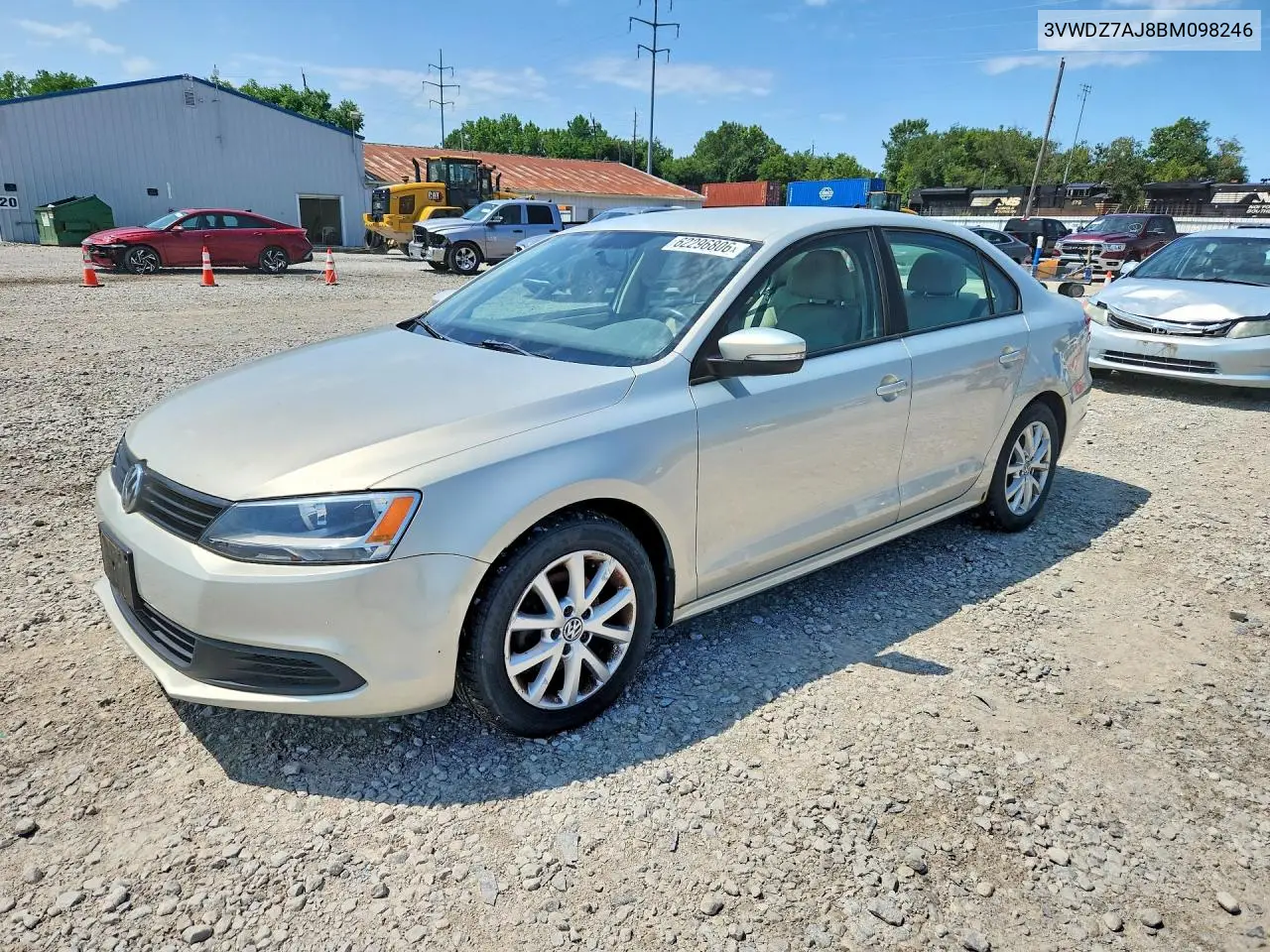 2011 Volkswagen Jetta Se VIN: 3VWDZ7AJ8BM098246 Lot: 62296806
