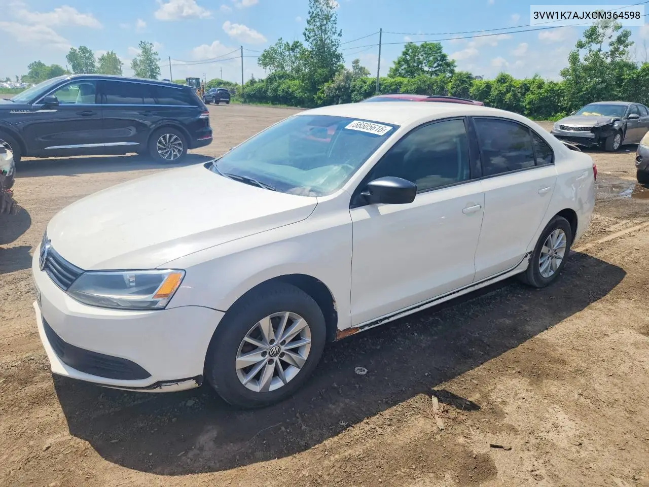 2012 Volkswagen Jetta Base VIN: 3VW1K7AJXCM364598 Lot: 56505616