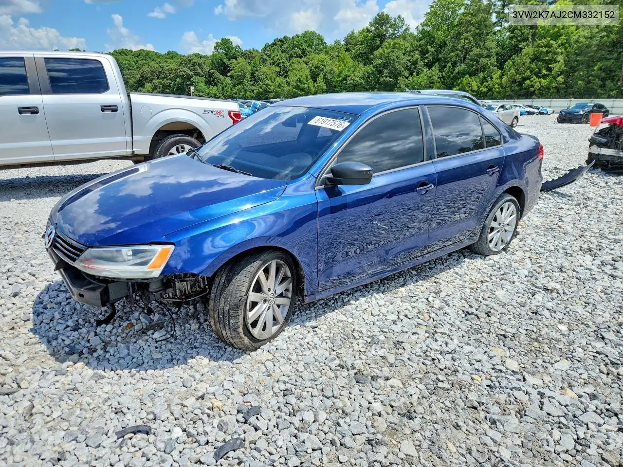 2012 Volkswagen Jetta Base VIN: 3VW2K7AJ2CM332152 Lot: 61917576