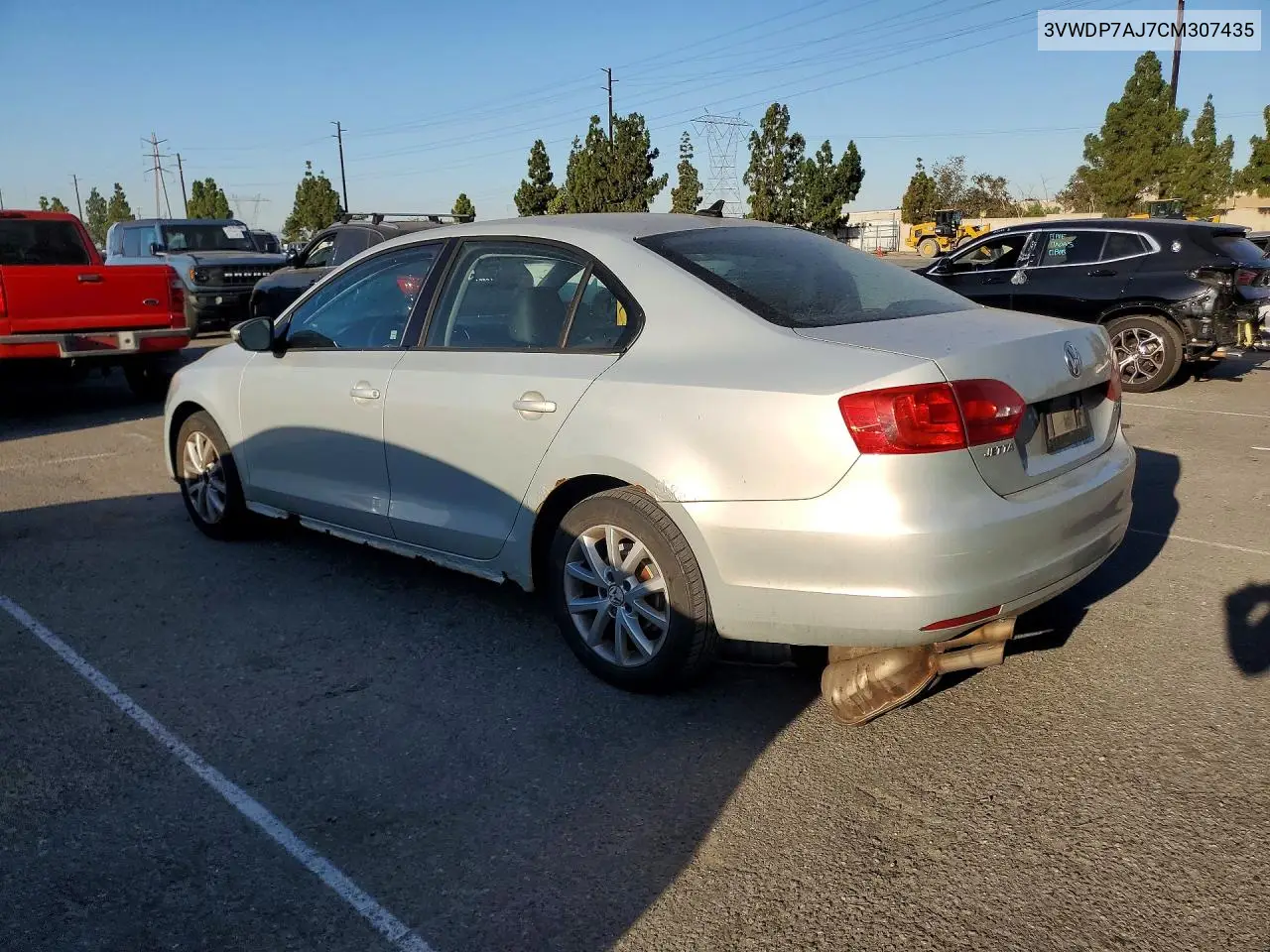 2012 Volkswagen Jetta Se VIN: 3VWDP7AJ7CM307435 Lot: 62243156