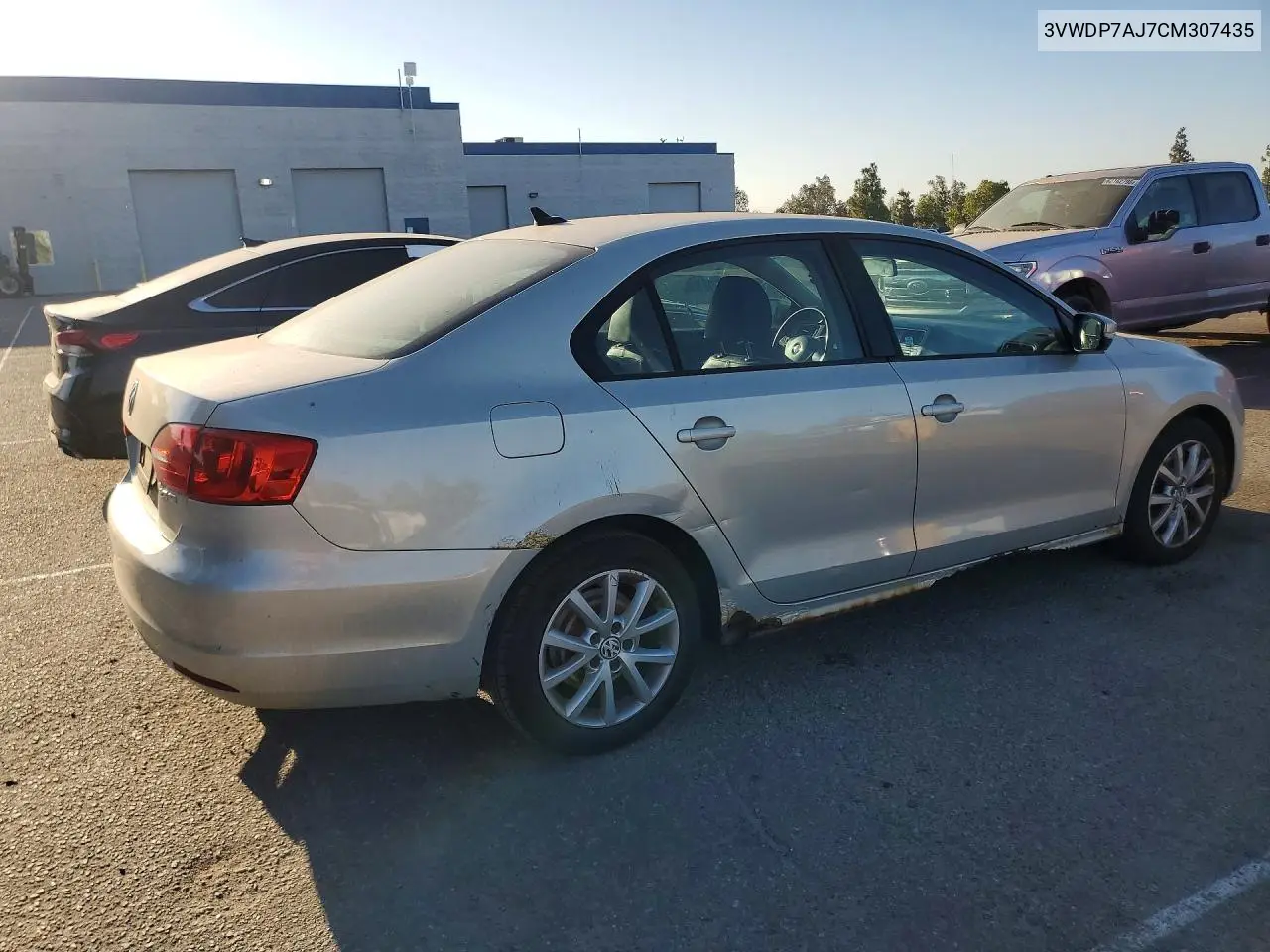 2012 Volkswagen Jetta Se VIN: 3VWDP7AJ7CM307435 Lot: 62243156