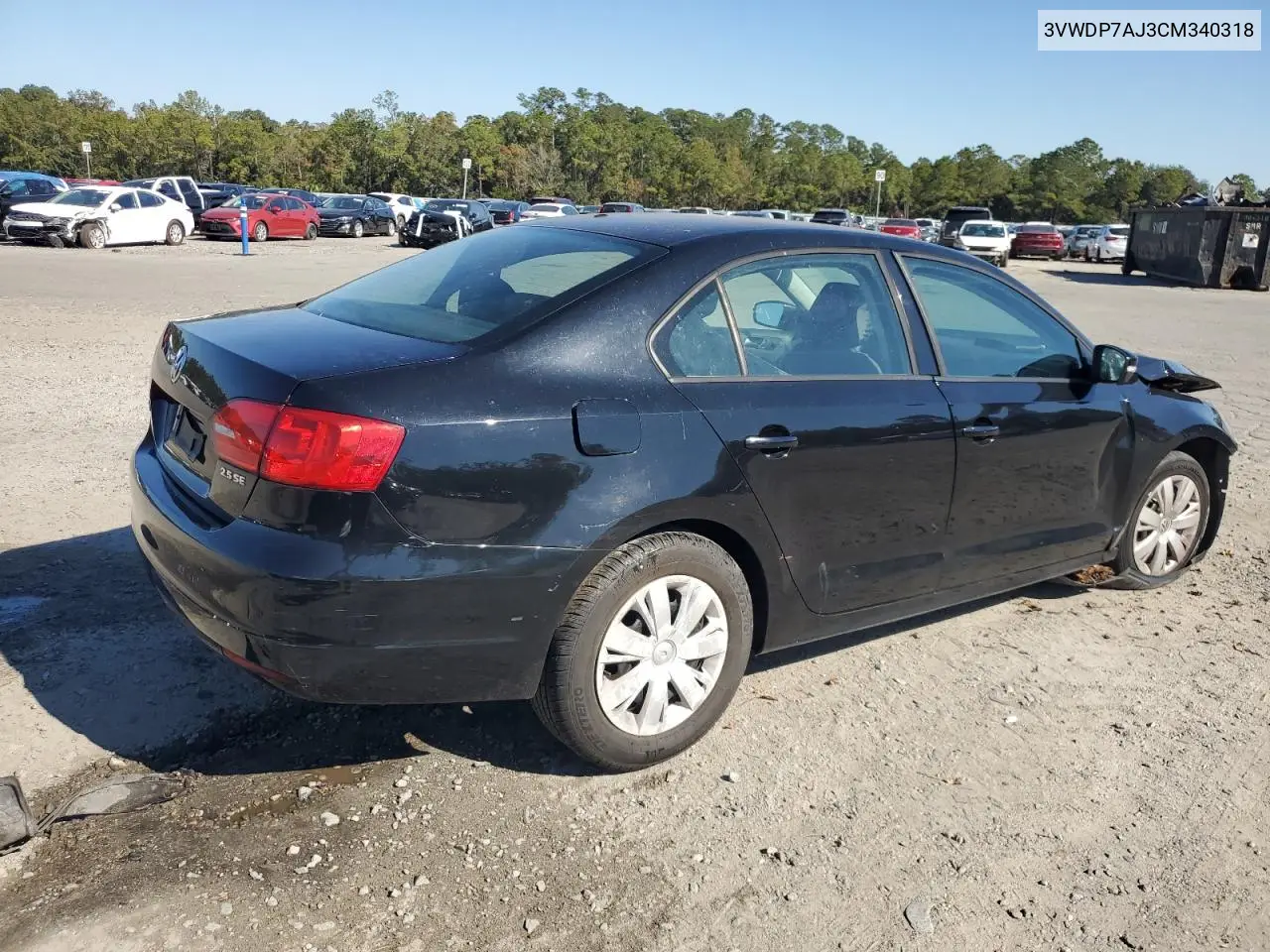 3VWDP7AJ3CM340318 2012 Volkswagen Jetta Se