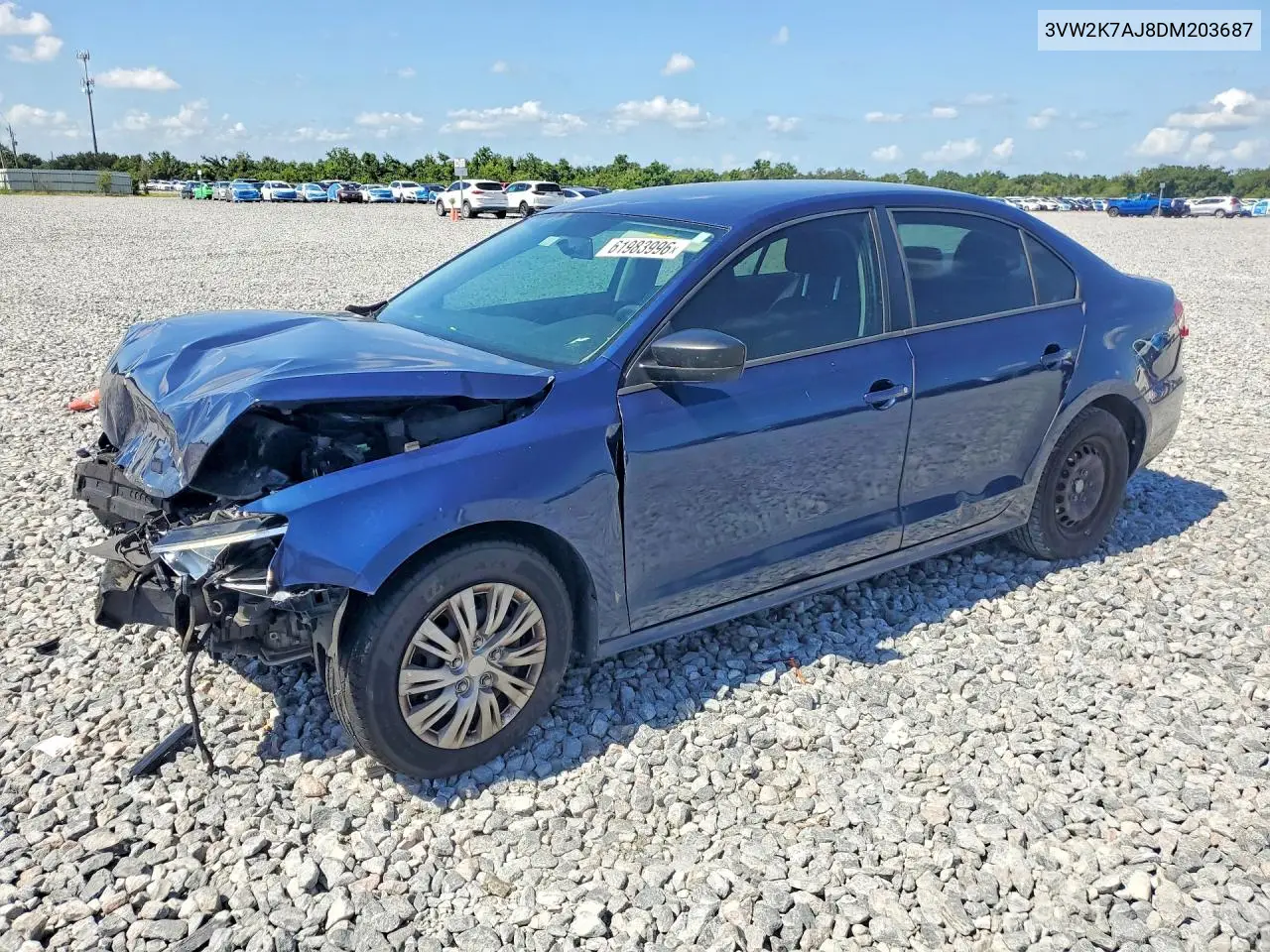 2013 Volkswagen Jetta Base VIN: 3VW2K7AJ8DM203687 Lot: 61983996