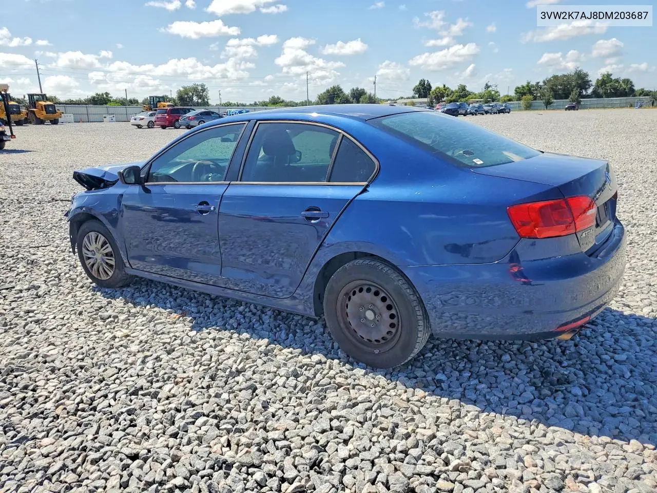 2013 Volkswagen Jetta Base VIN: 3VW2K7AJ8DM203687 Lot: 61983996