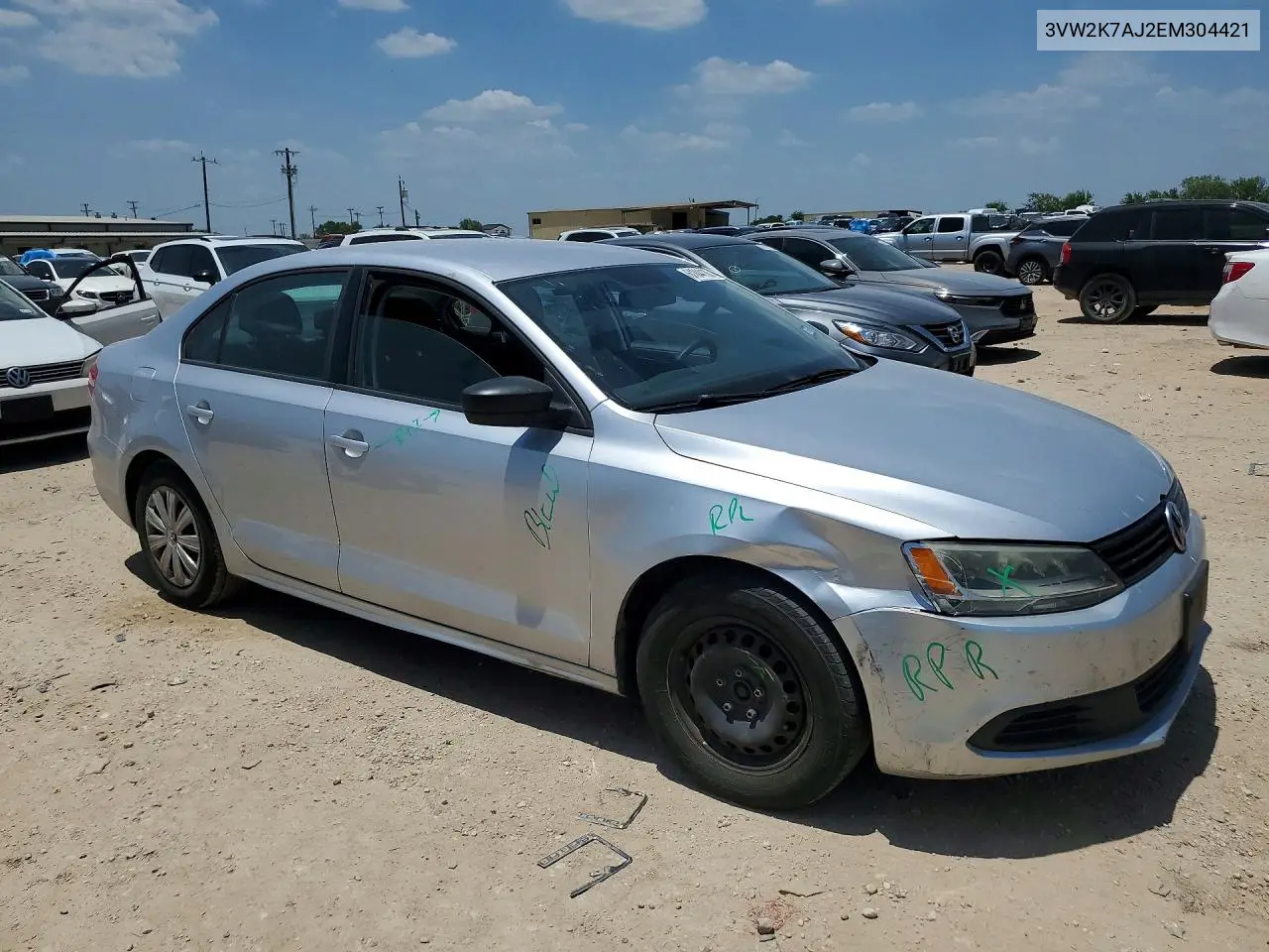 2014 Volkswagen Jetta Base VIN: 3VW2K7AJ2EM304421 Lot: 61844136