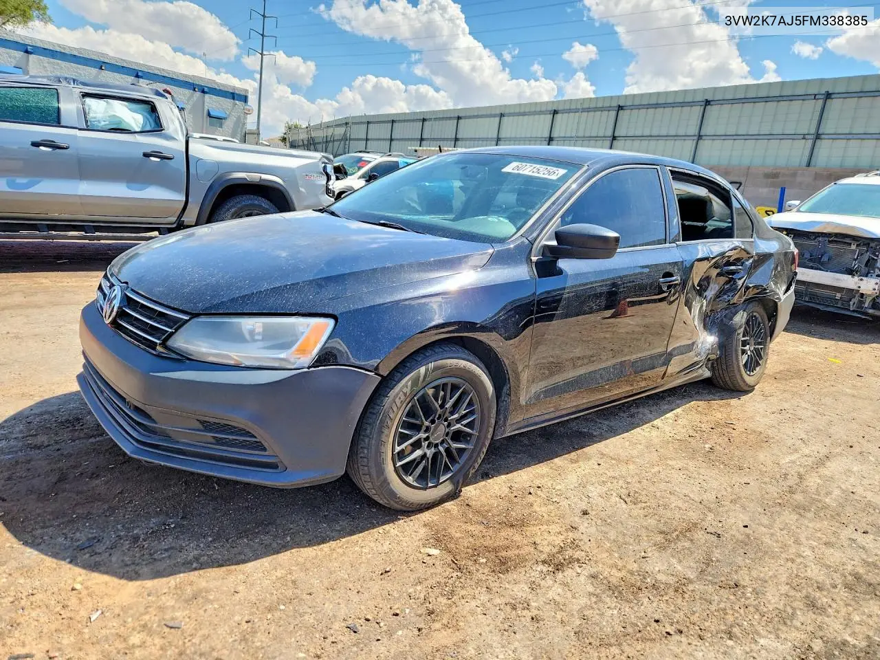 2015 Volkswagen Jetta Base VIN: 3VW2K7AJ5FM338385 Lot: 60715256