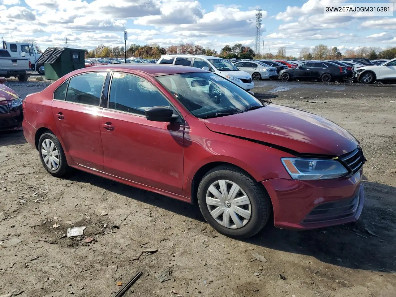 3VW267AJ0GM316381 2016 Volkswagen Jetta S
