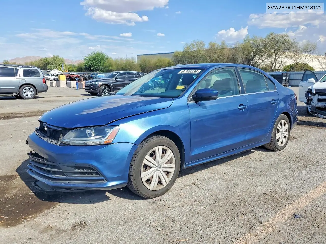 2017 Volkswagen Jetta S VIN: 3VW2B7AJ1HM318122 Lot: 61769236